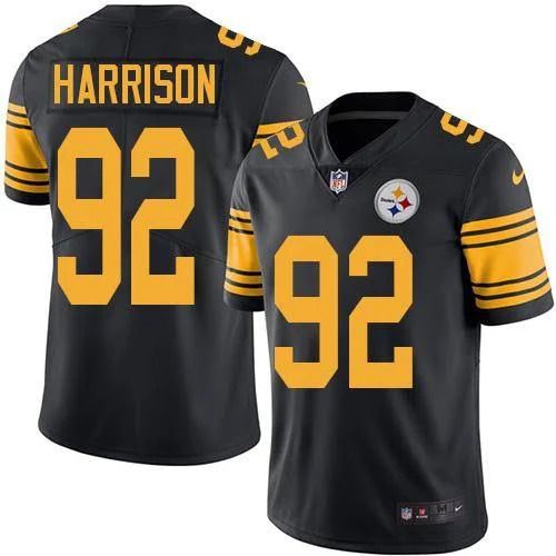 Men Pittsburgh Steelers 92 Harrison Nike Black Color Rush Limited NFL Jersey